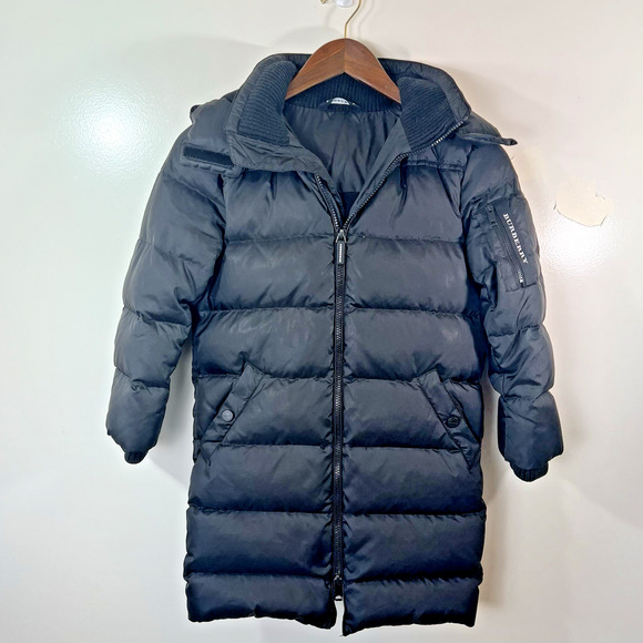 Burberry Kids Down Puffer Jacket Size 8Y Black Classic Casual Luxury Minimalist - Picture 1 of 13
